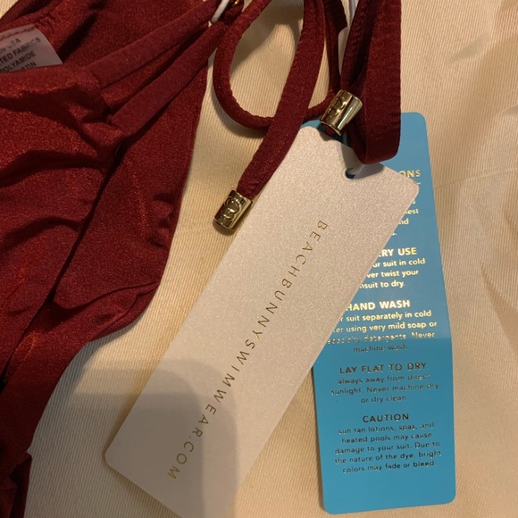 NWT Beach Bunny Maroon Tie String Bikini Bottom Lg - Picture 4 of 7